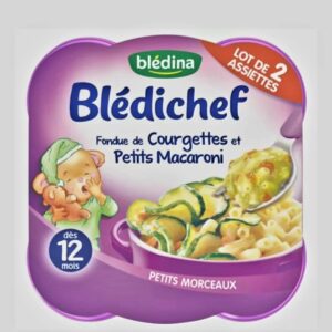 Prato de bebê de 12 meses; Abobrinha/macaroni Blédichef 2x230 g - BLÉDINA